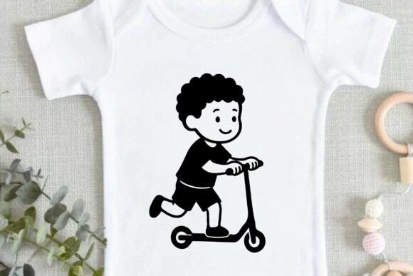 Cute Afro Boy Riding Scooter Clipart SVG Review