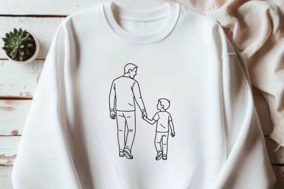 Dad Son Walking Clipart Vector Design Review