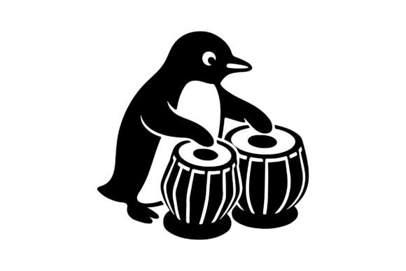 Penguin Playing with Tabla Silhouette Review