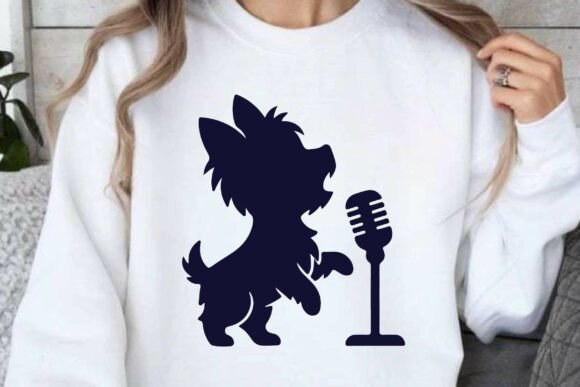 Singer Yorkie SVG Clipart Silhouette PNG